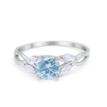 Art Deco Wedding Ring Marquise Simulated Aquamarine CZ 925 Sterling Silver
